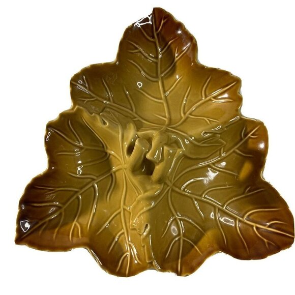 Department 56 Autumn Fall Maple Leaf Divided  Serving Table Top Dish   12”X12” - Picture 1 of 9